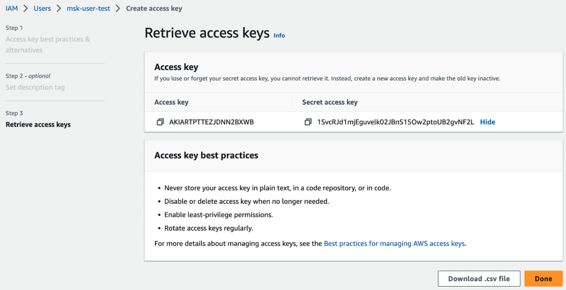 MSK Access key